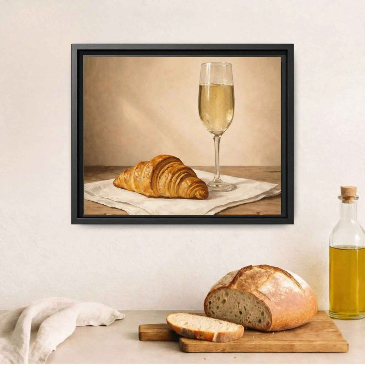 A Quiet Toast | Framed Kitchen Wall Art Canvas