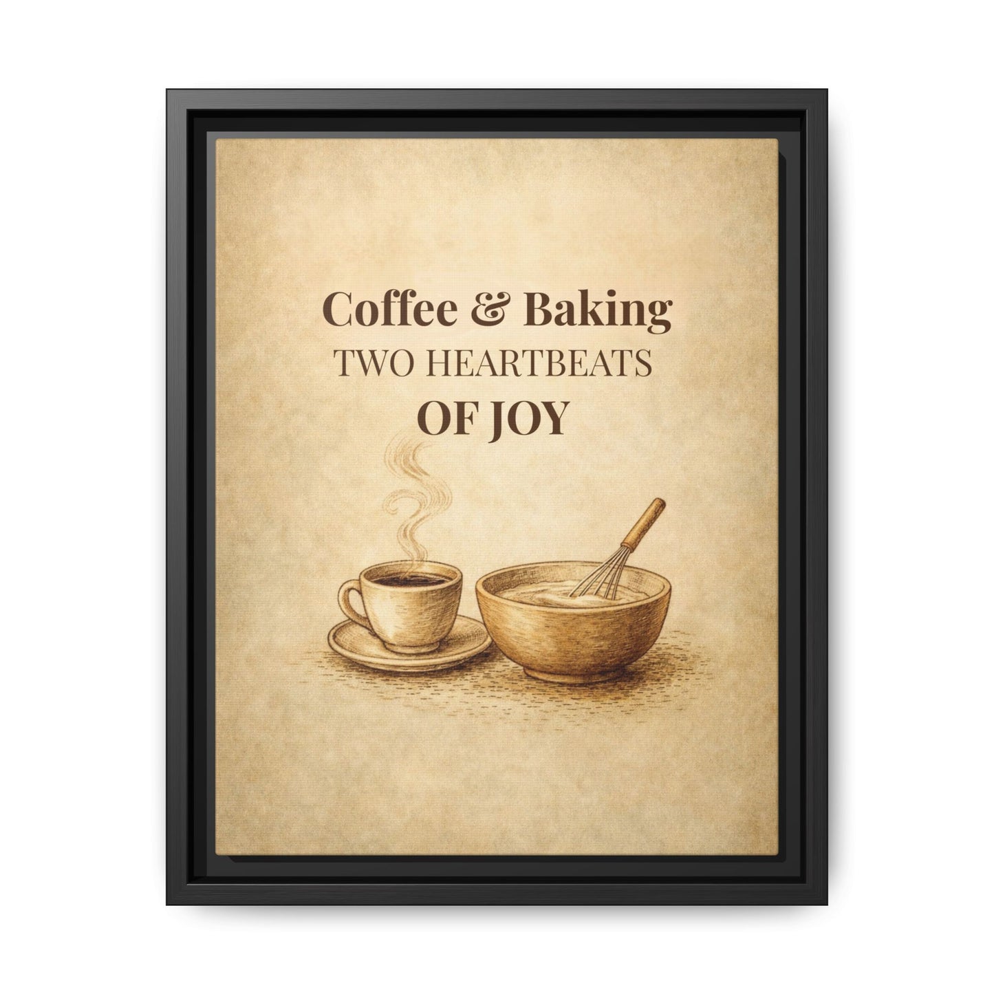 Coffee & Baking: Two Heartbeats of Joy Framed Kitchen Canvas Wall Art