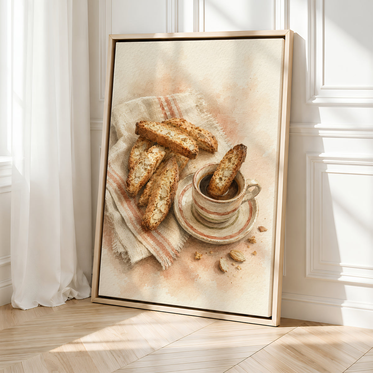 Framed Italian Wall Art | Biscotti & Coffee Painting