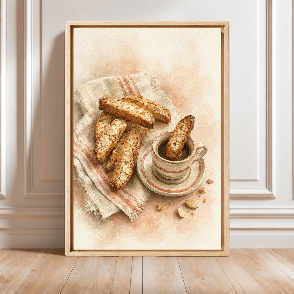 Framed Italian Wall Art | Biscotti & Coffee Painting