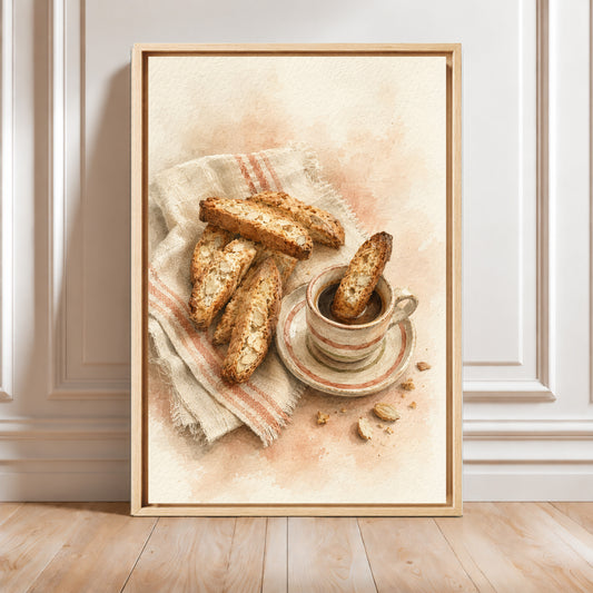 Framed Italian Wall Art | Biscotti & Coffee Painting