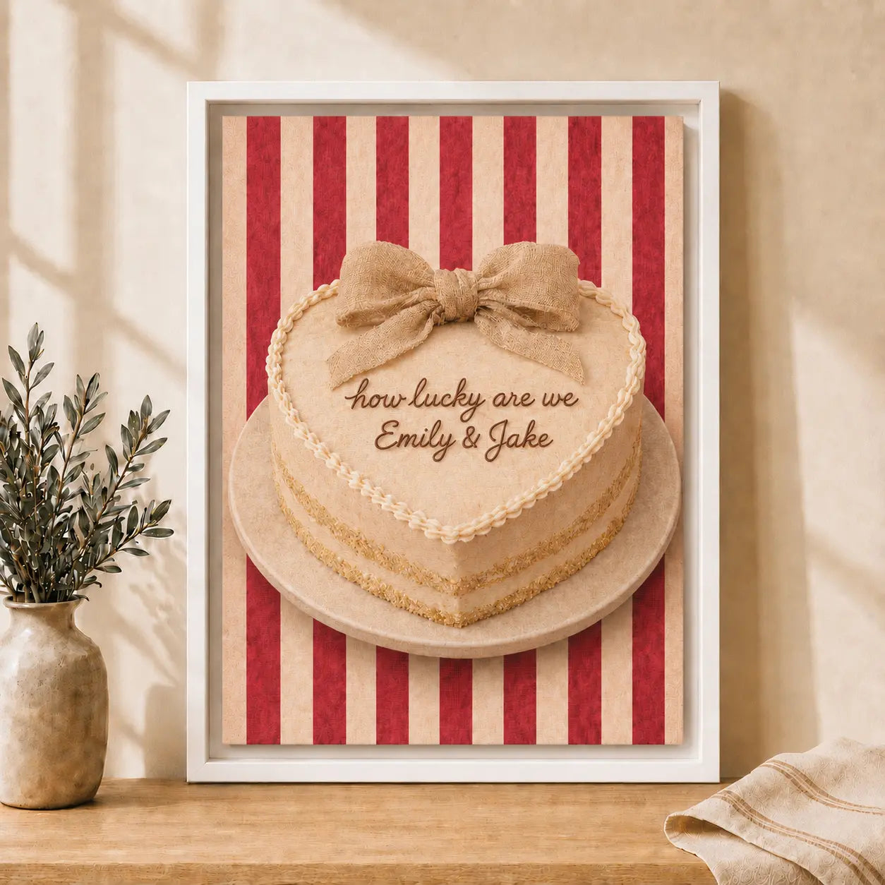 How Lucky Are We | Personalized Framed Kitchen Wall Art Canvas