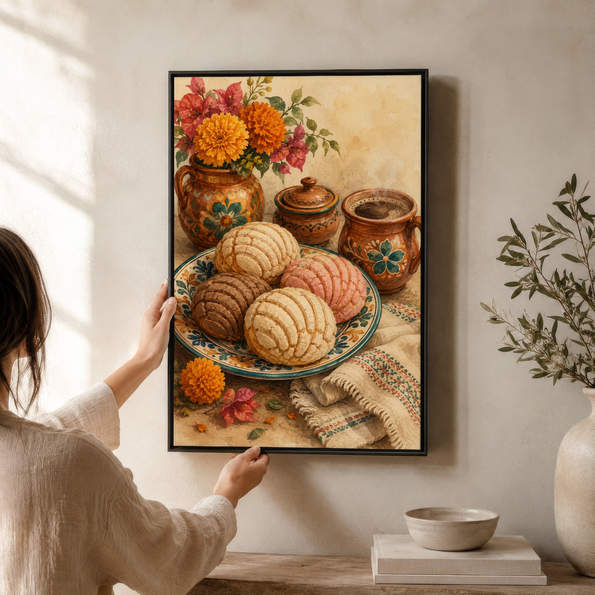 Framed Mexican Wall Art Decor Canvas | Concha Panaderia