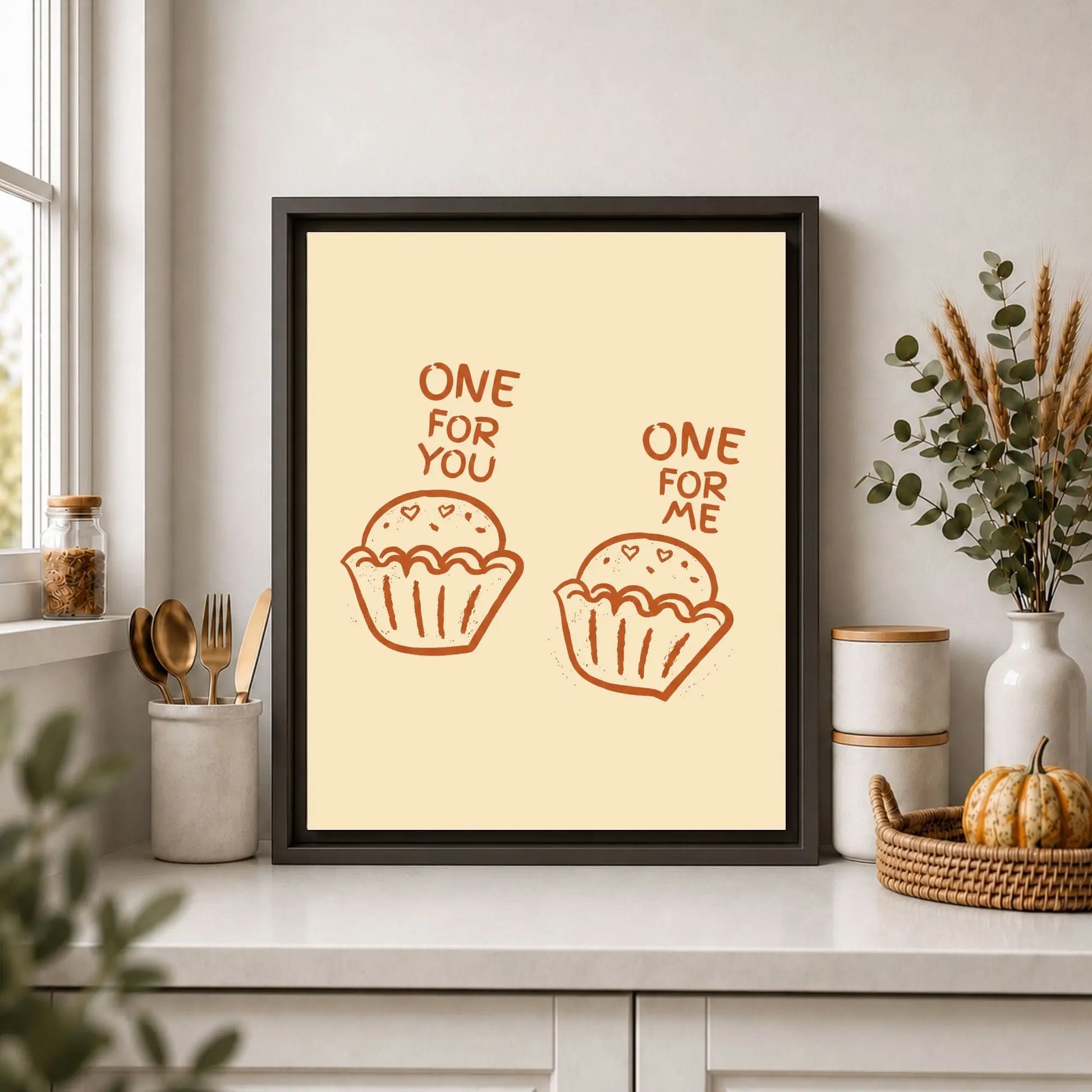 One for You One for Me | Framed Kitchen Wall Art Canvas