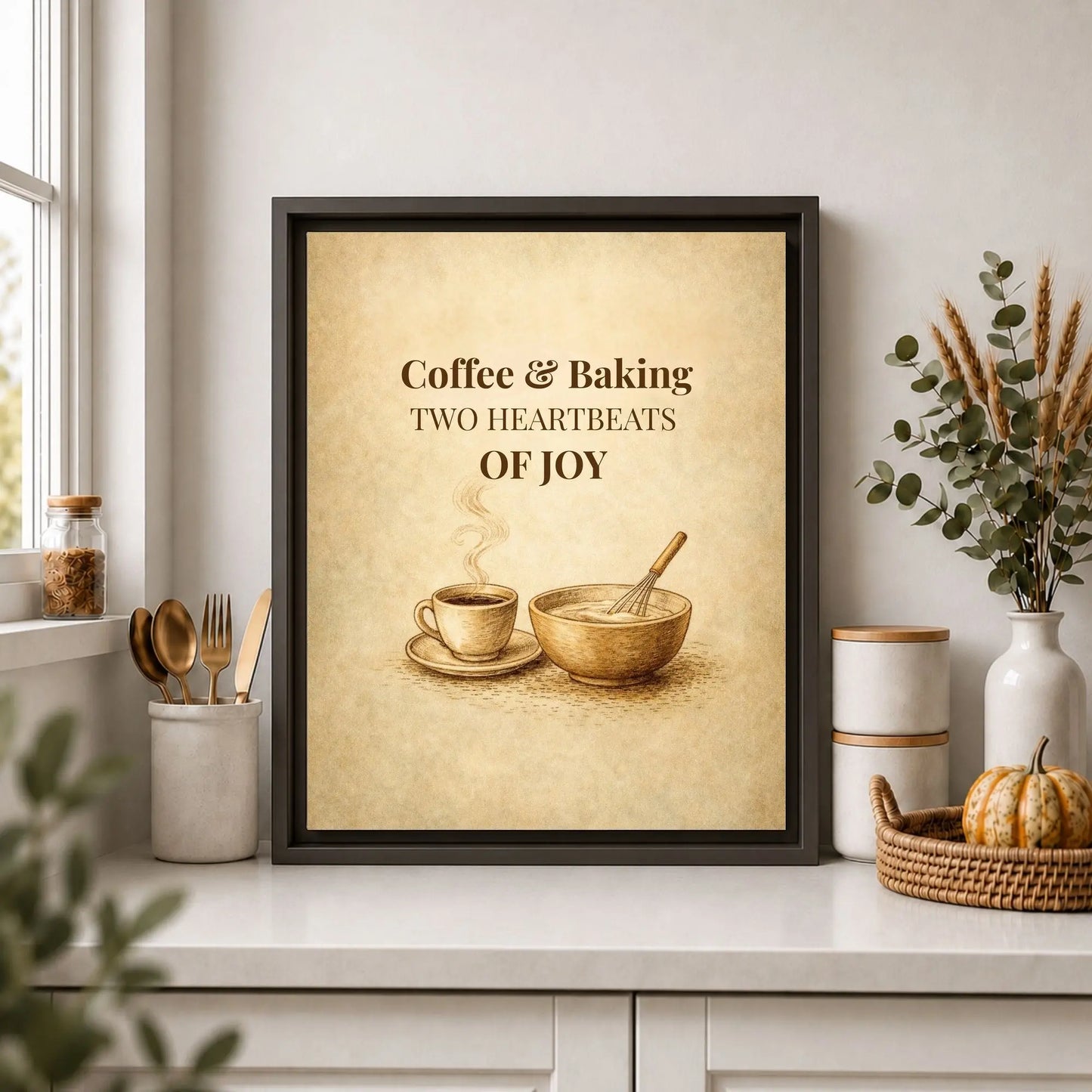 Coffee & Baking | Framed Kitchen Wall Art Canvas
