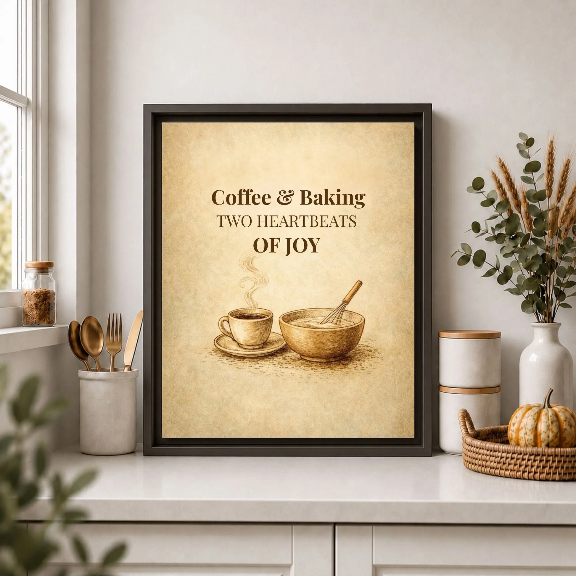 Coffee & Baking | Framed Kitchen Wall Art Canvas
