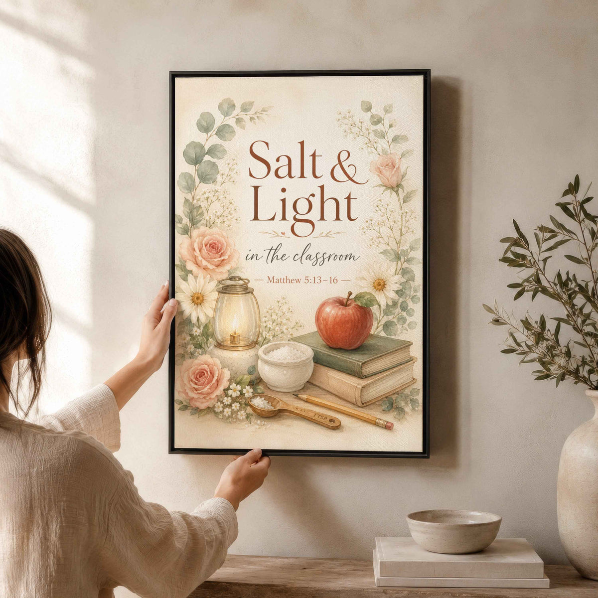 Christian Classroom Decor | Salt and Light Scripture | Framed Canvas