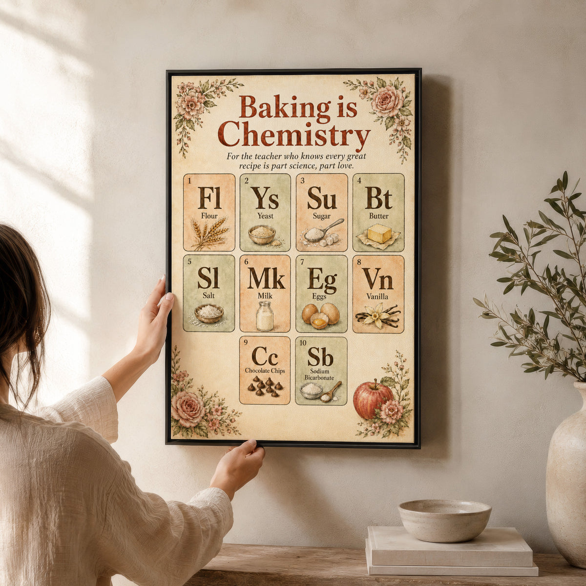 Retro Classroom Decor | Baking Is Chemistry Wall Art | Framed Canvas