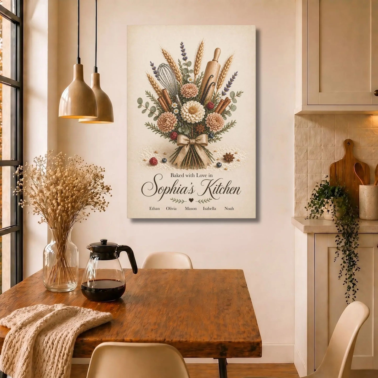 Baked with Love | Personalized Kitchen Wall Art Canvas