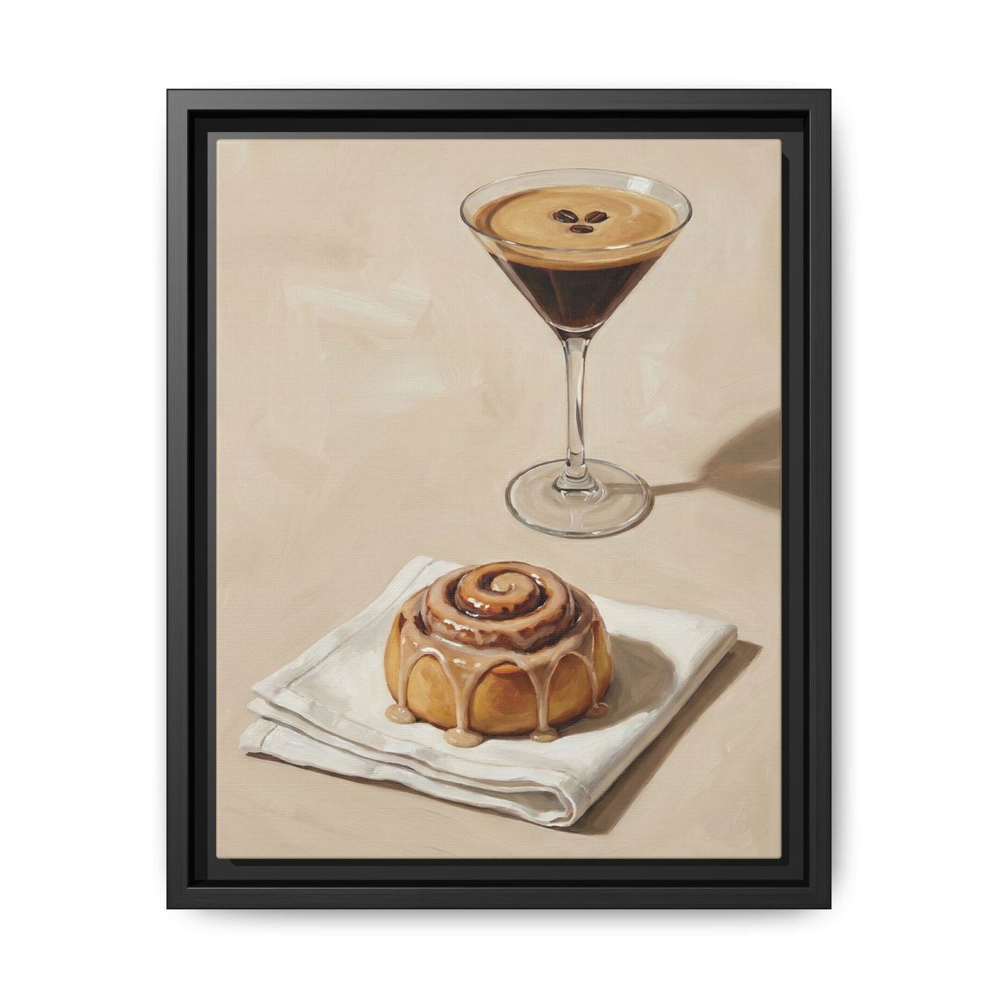 Cinnamon Roll & Espresso Framed Kitchen Canvas Wall Art