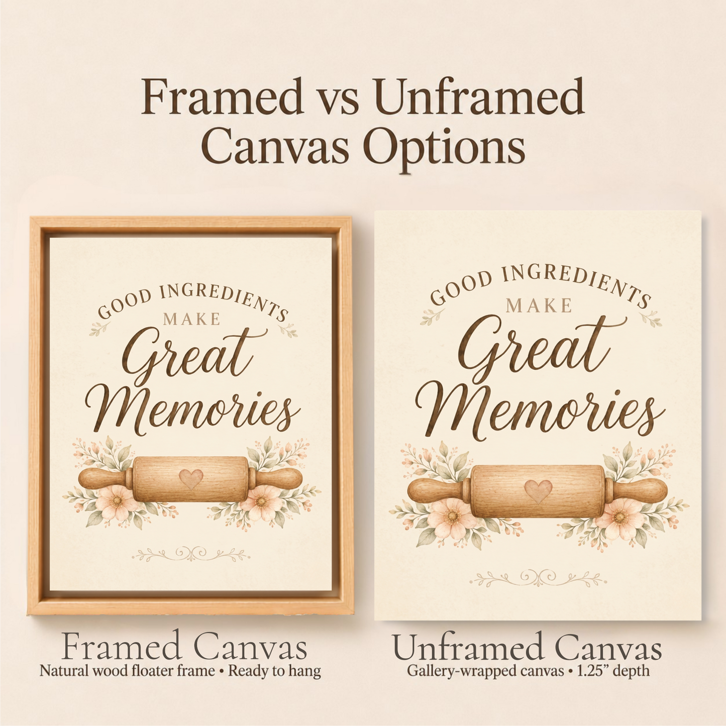 Good Ingredients Make Great Memories | Kitchen Wall Art Canvas