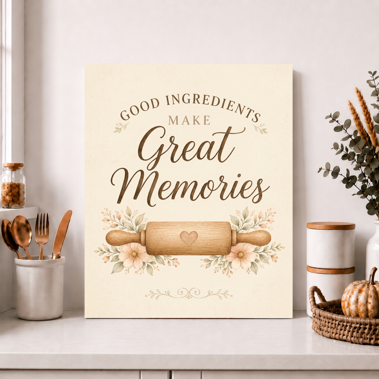 Good Ingredients Make Great Memories | Kitchen Wall Art Canvas