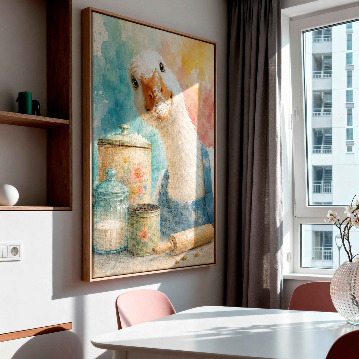 Goose Painting Canvas | Whimsical Framed Kitchen Wall Art