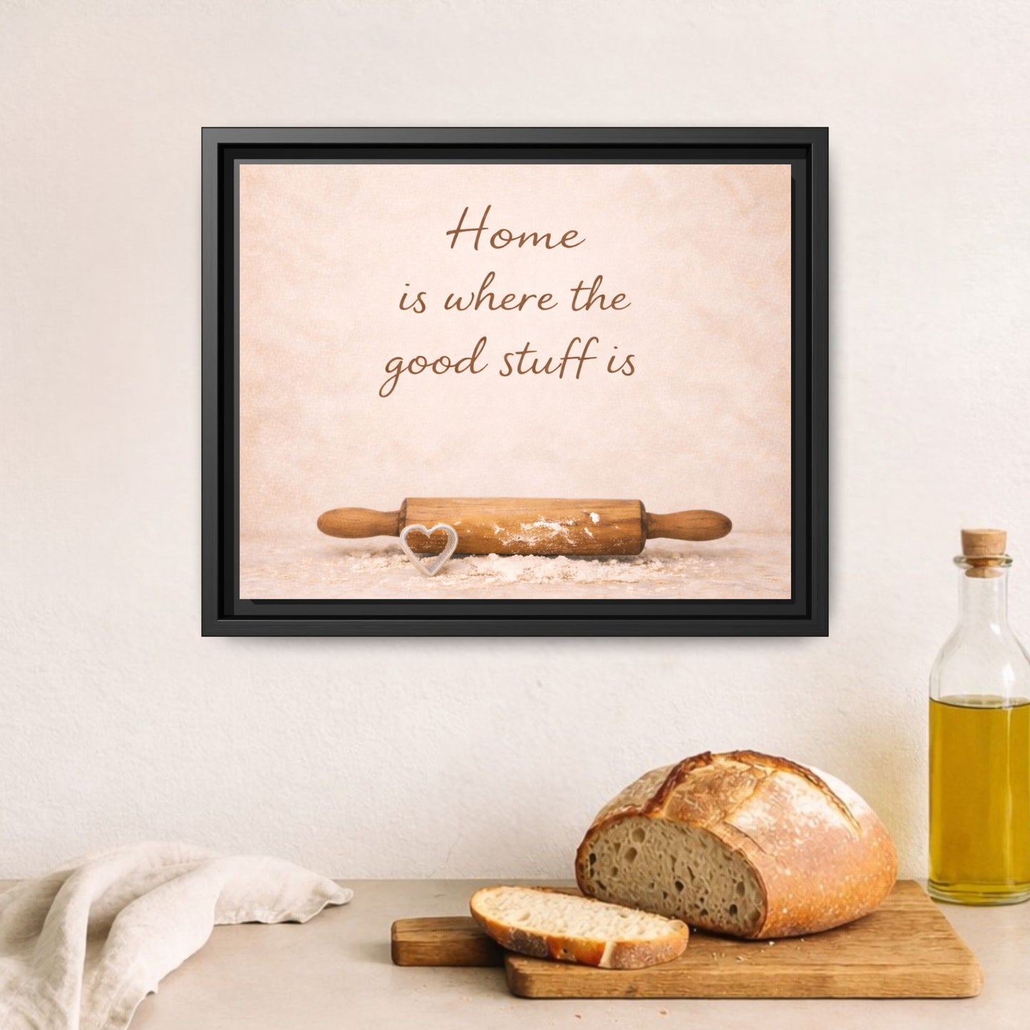 Home Is Where the Good Stuff Is Framed Kitchen Canvas Wall Art