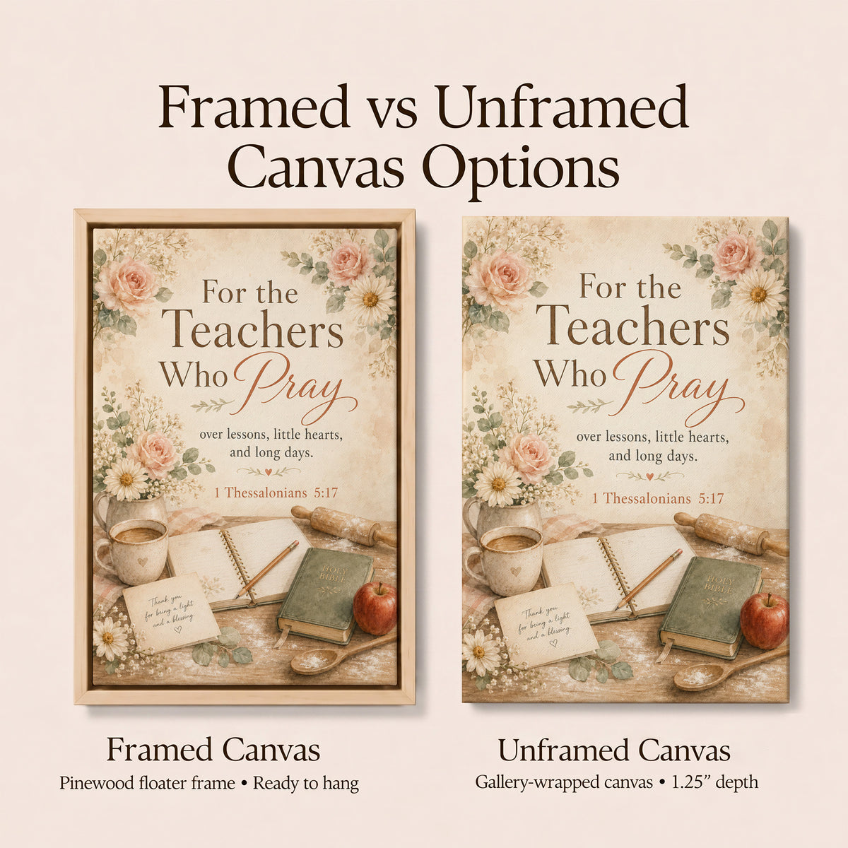 Christian Classroom Decor Canvas | The Teachers Who Pray Framed Print