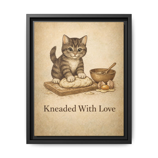 Kneaded With Love Framed Kitchen Canvas Wall Art