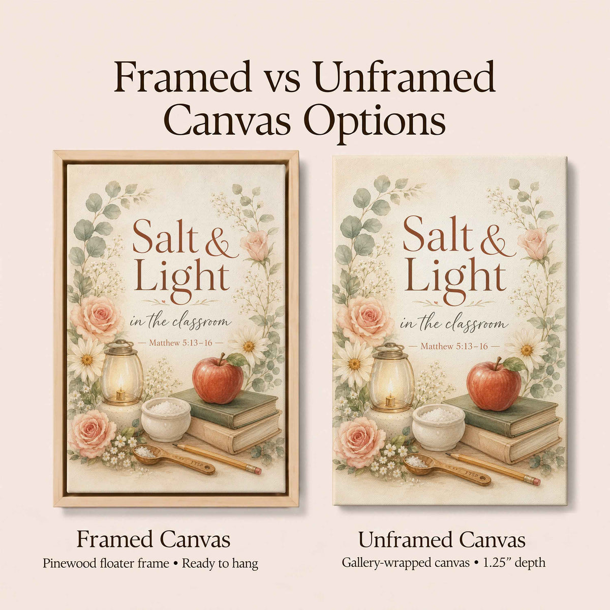 Christian Classroom Decor | Salt and Light Scripture | Framed Canvas