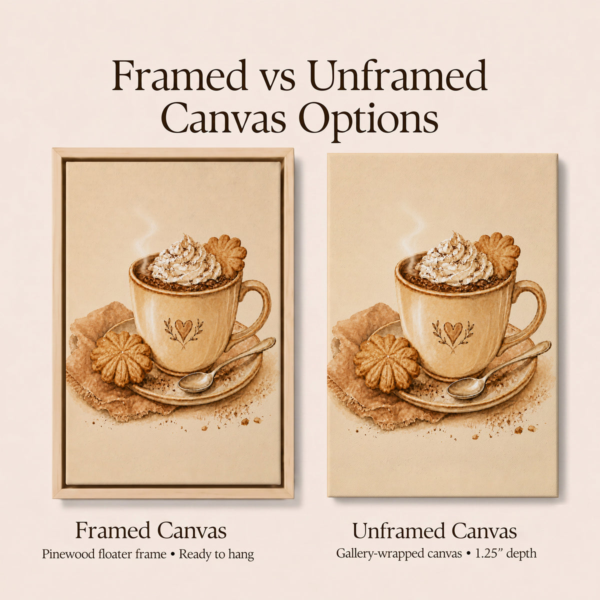Bakery Wall Art | Hot Chocolate Decor Canvas | Cocoa & Cream