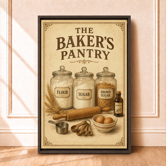 Framed Baking Sign Wall Art  Canvas | Kitchen Wall Art Quotes