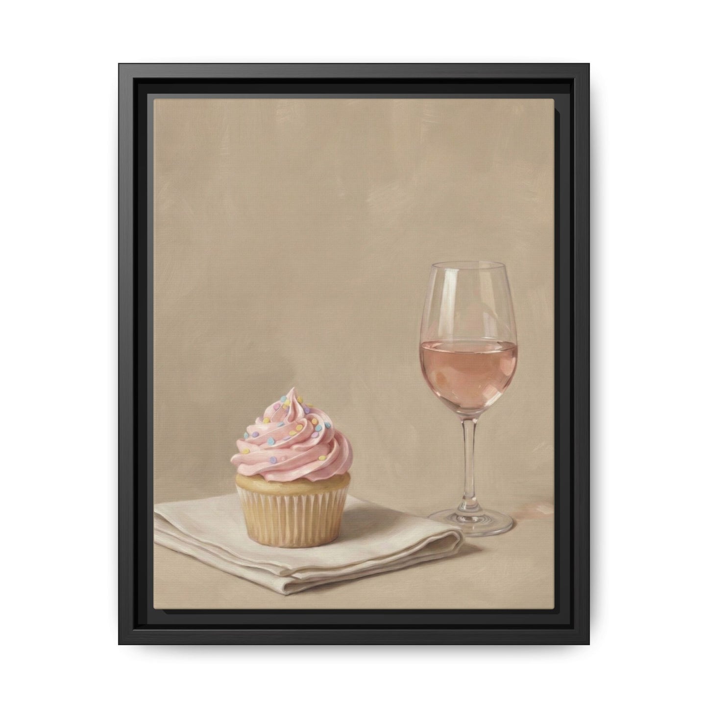 Soft Frosting, Slow Sips Framed Kitchen Canvas Wall Art