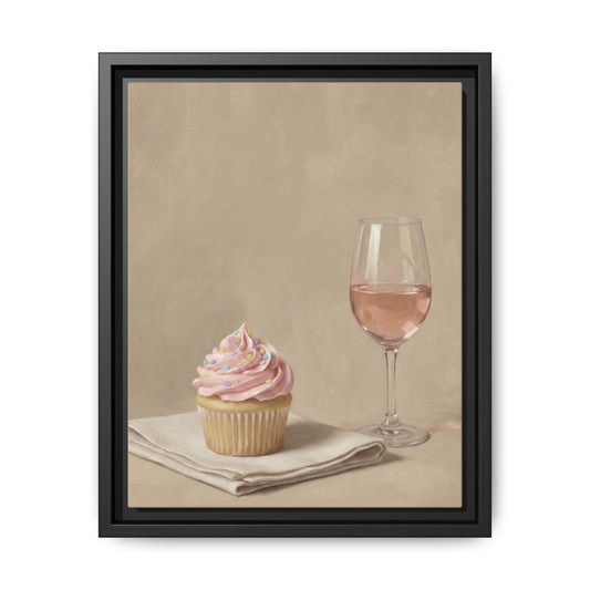 Soft Frosting, Slow Sips Framed Kitchen Canvas Wall Art
