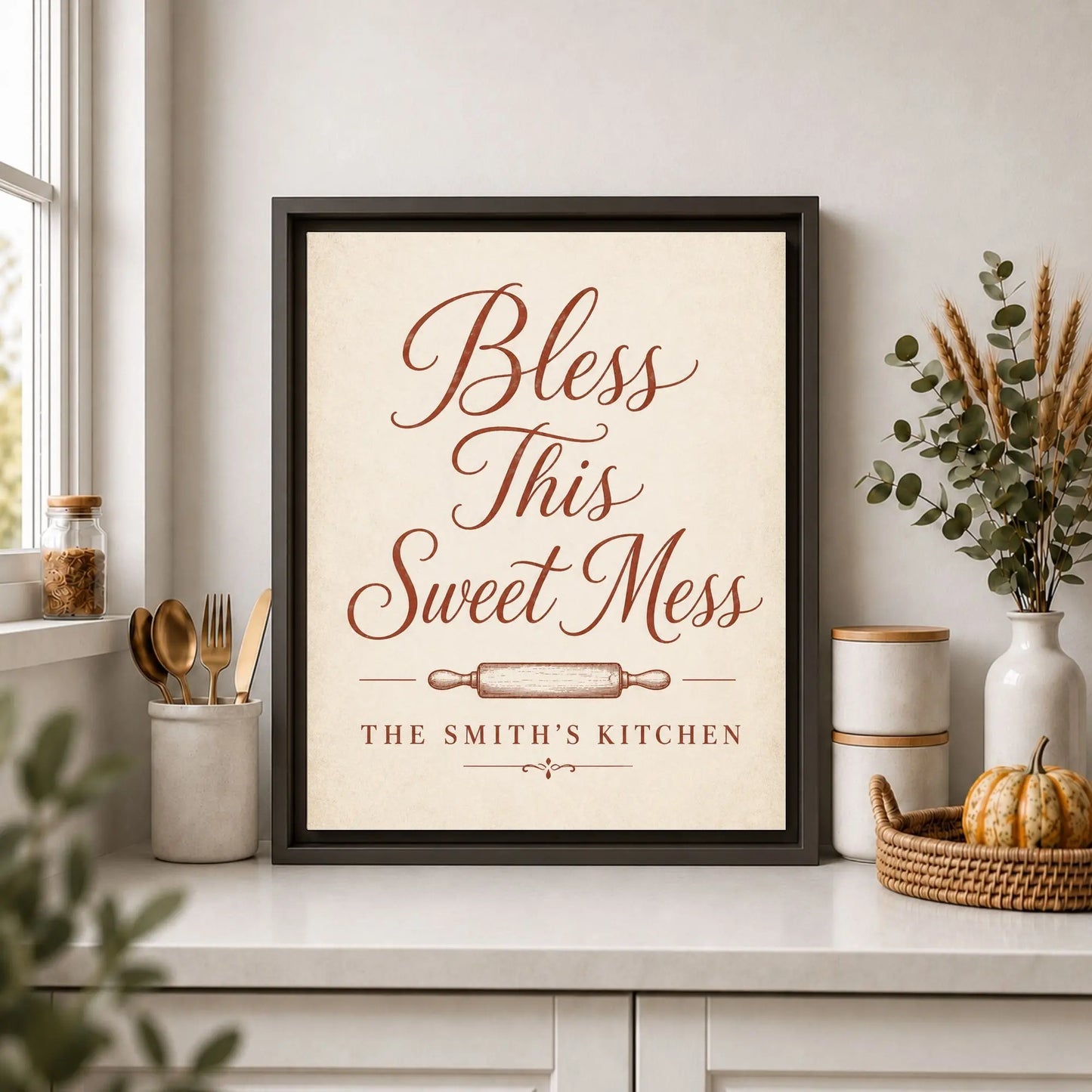 Bless This Sweet Mess | Personalized Framed Kitchen Wall Art