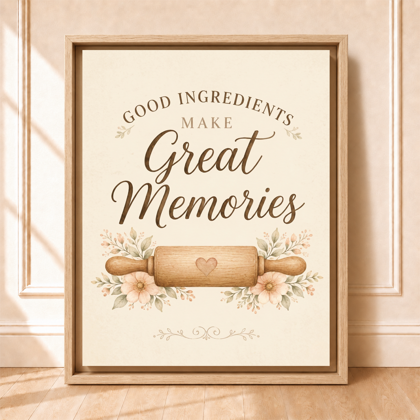 Good Ingredients Make Great Memories | Framed Kitchen Wall Art Canvas