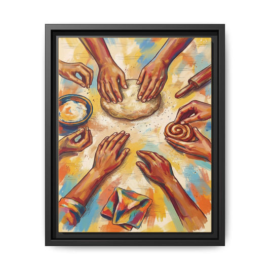 The Home Bakers’ Circle In Color Framed Kitchen Wall Art Canvas