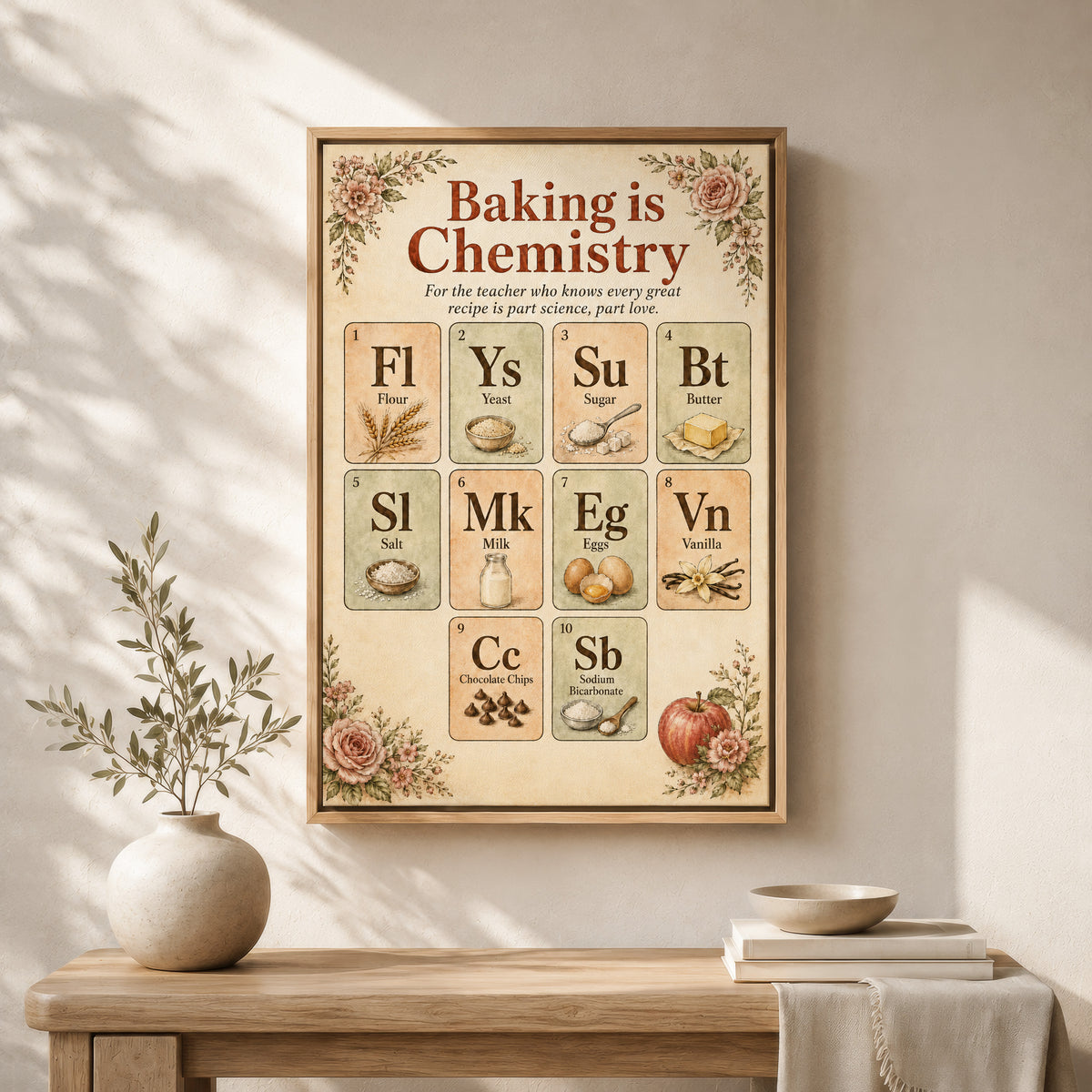 Retro Classroom Decor | Baking Is Chemistry Wall Art | Framed Canvas