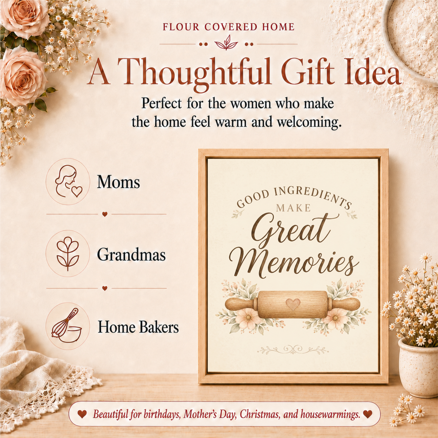 Good Ingredients Make Great Memories | Kitchen Wall Art Canvas