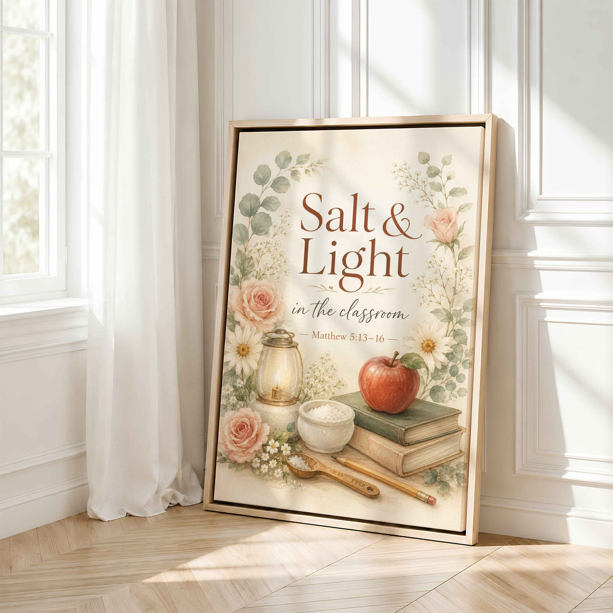 Christian Classroom Decor | Salt and Light Scripture | Framed Canvas