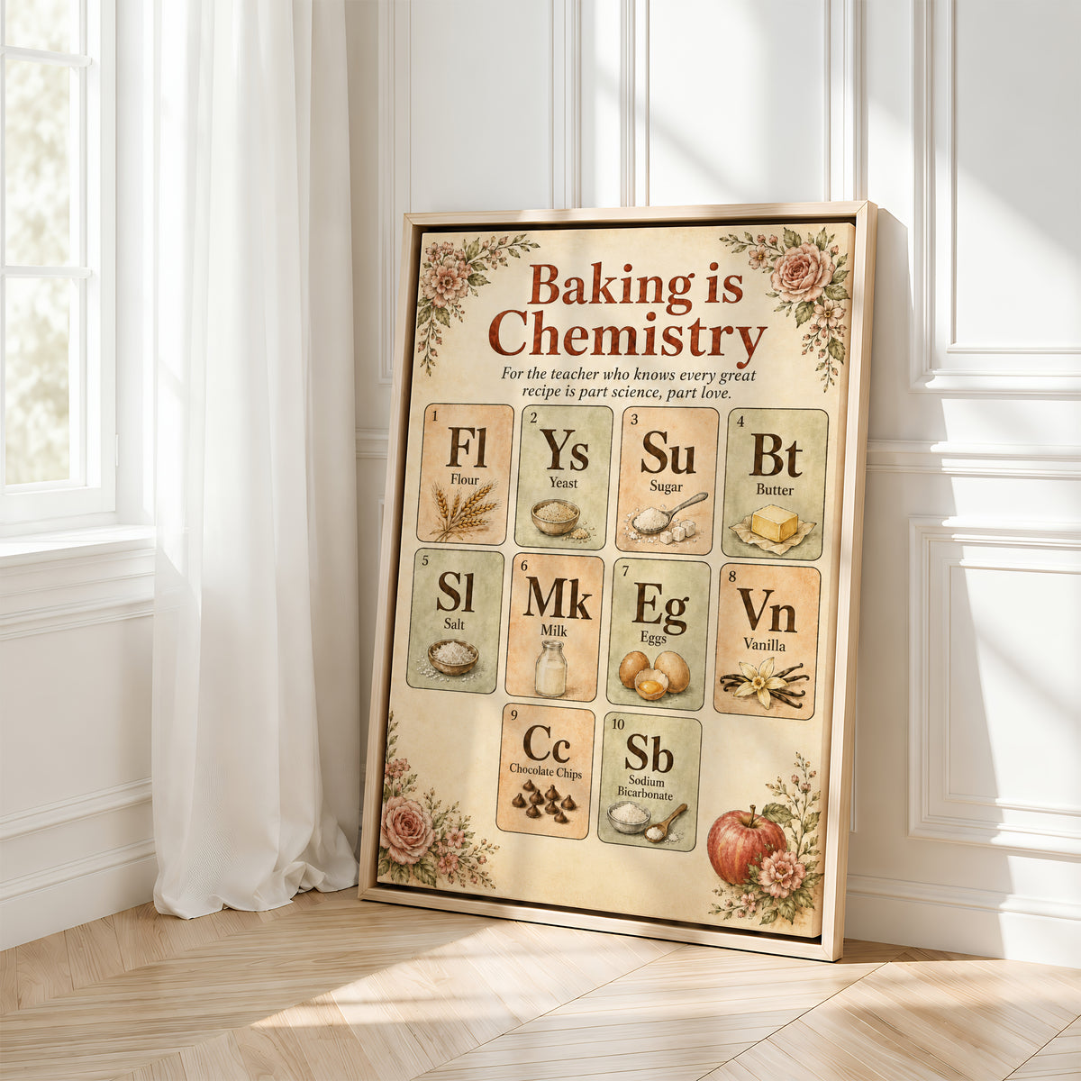 Retro Classroom Decor | Baking Is Chemistry Wall Art | Framed Canvas
