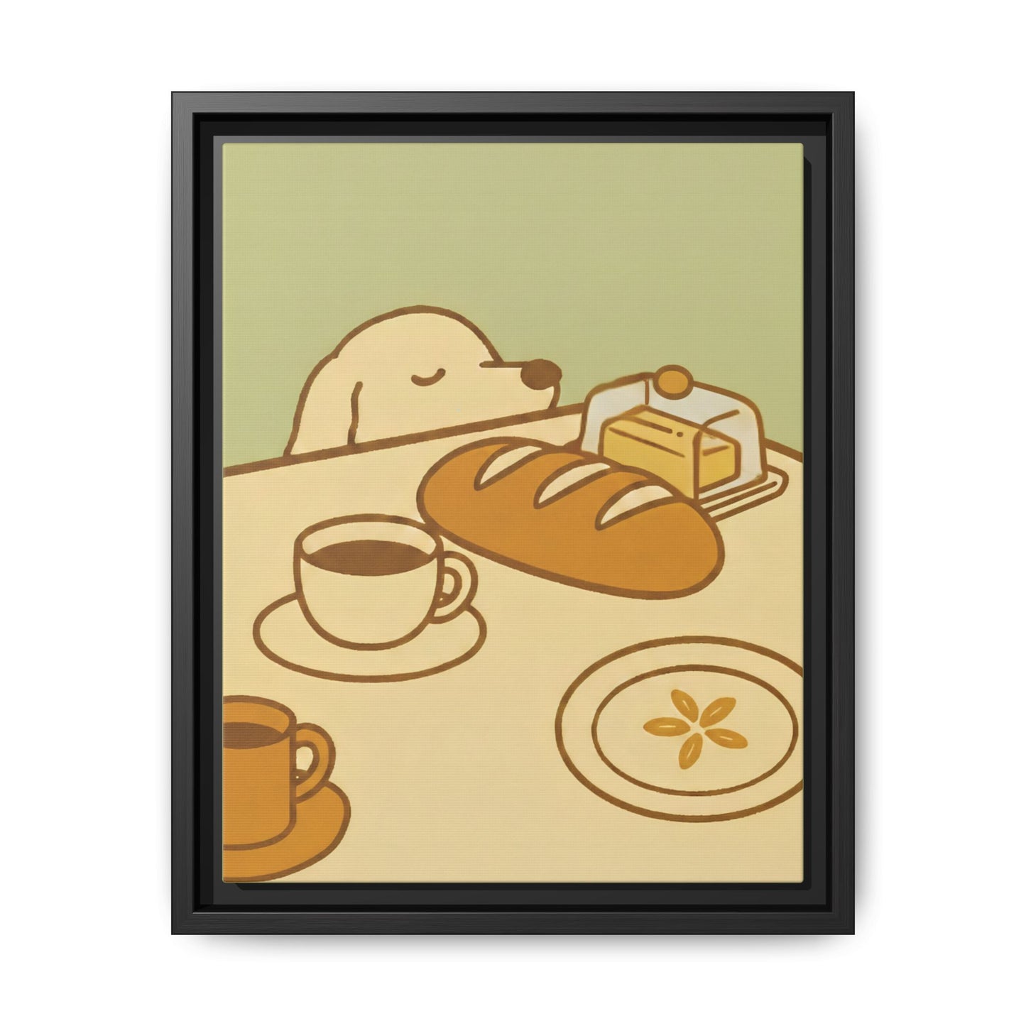 Slow Mornings Start Here Framed Kitchen Canvas