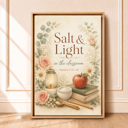 Christian Classroom Decor | Salt and Light Scripture | Framed Canvas