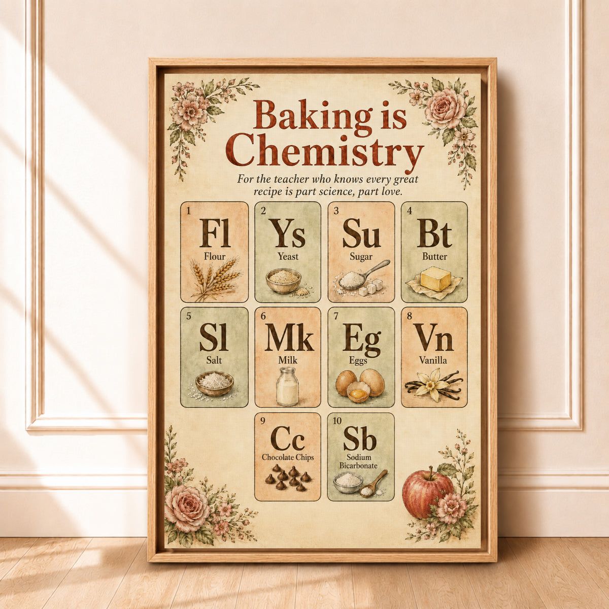 Retro Classroom Decor | Baking Is Chemistry Wall Art | Framed Canvas