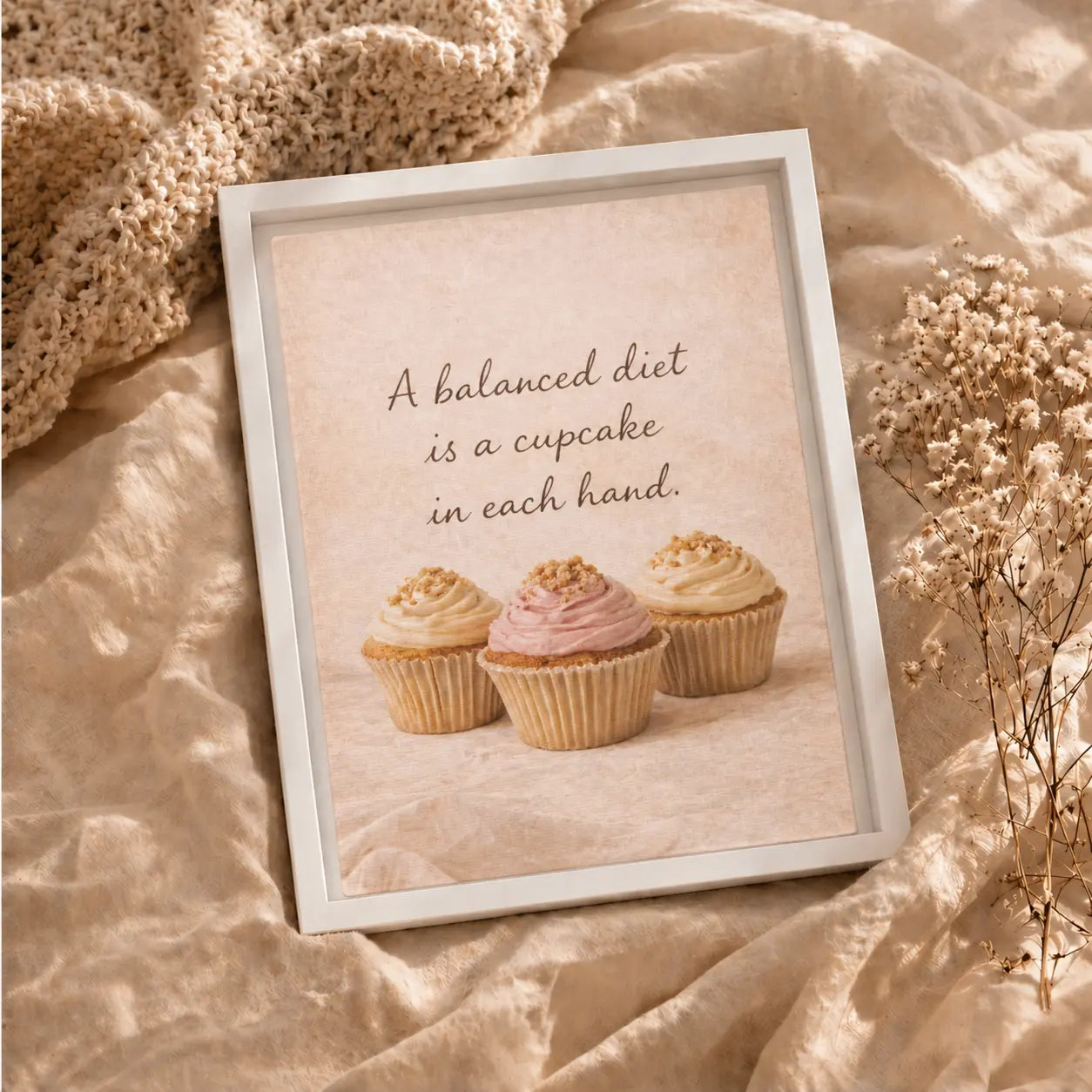 Balanced Diet Cupcake | Framed Kitchen Wall Art Canvas