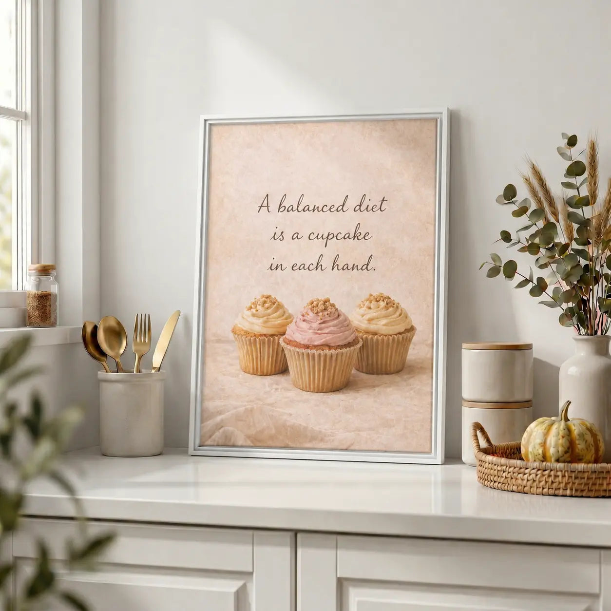 Balanced Diet Cupcake | Framed Kitchen Wall Art Canvas