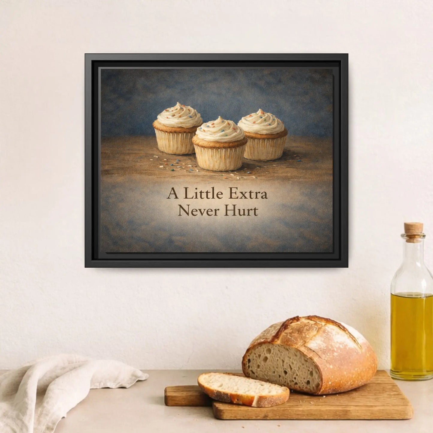 A Little Extra Never Hurt | Framed Kitchen Wall Art Canvas