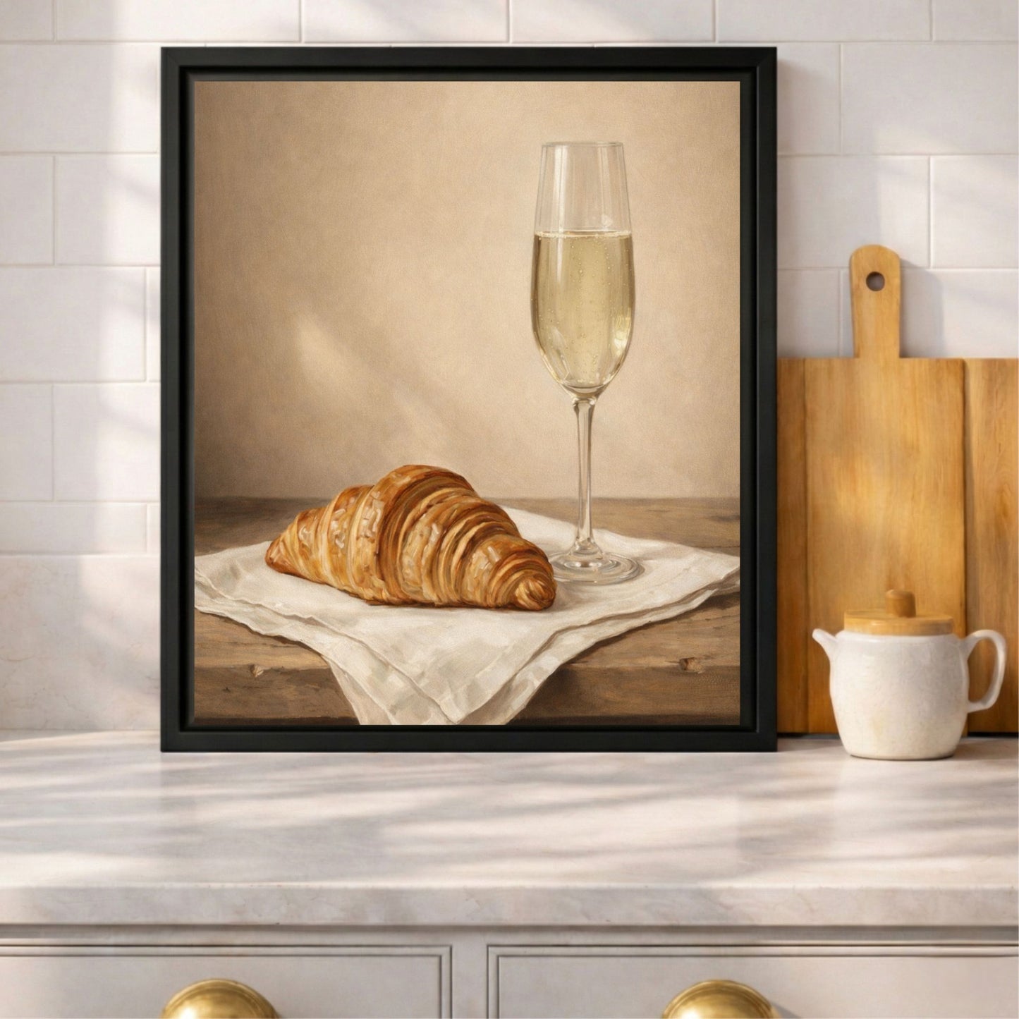 A Quiet Toast Framed Kitchen Canvas Wall Art