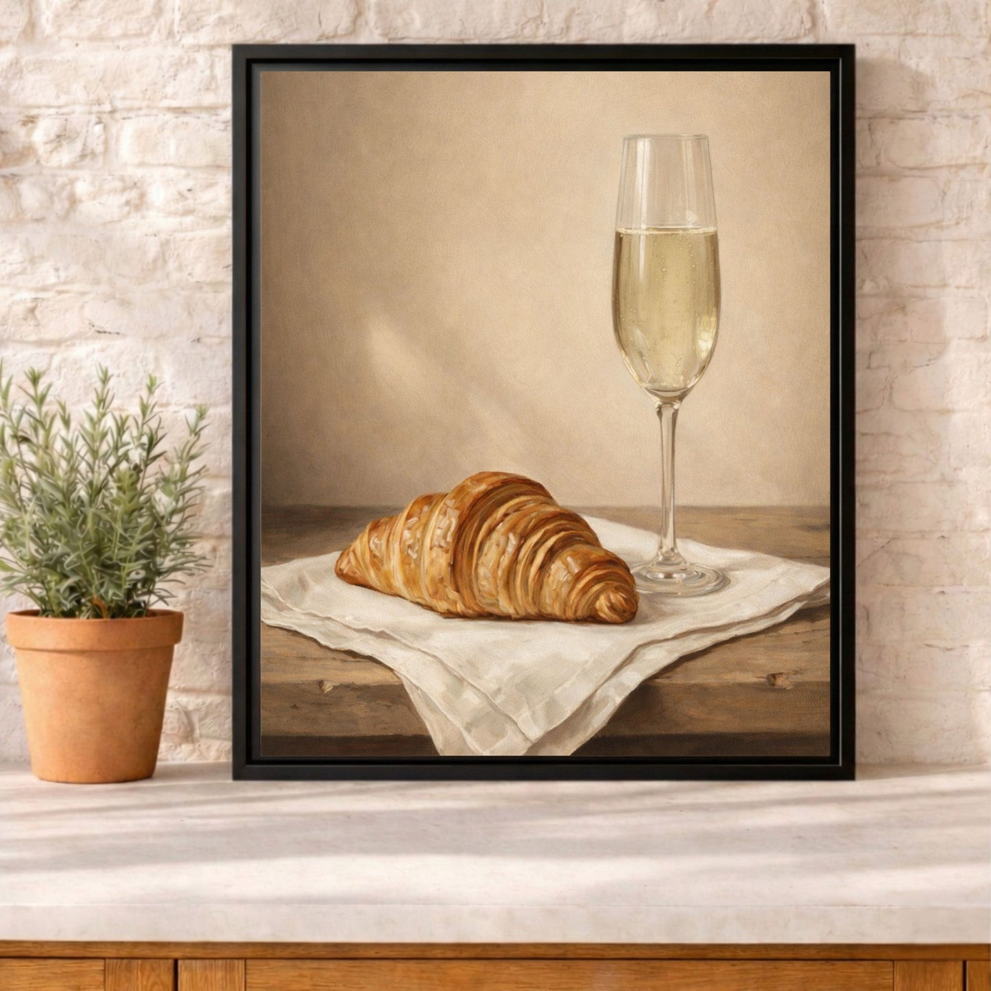 A Quiet Toast Framed Kitchen Canvas Wall Art