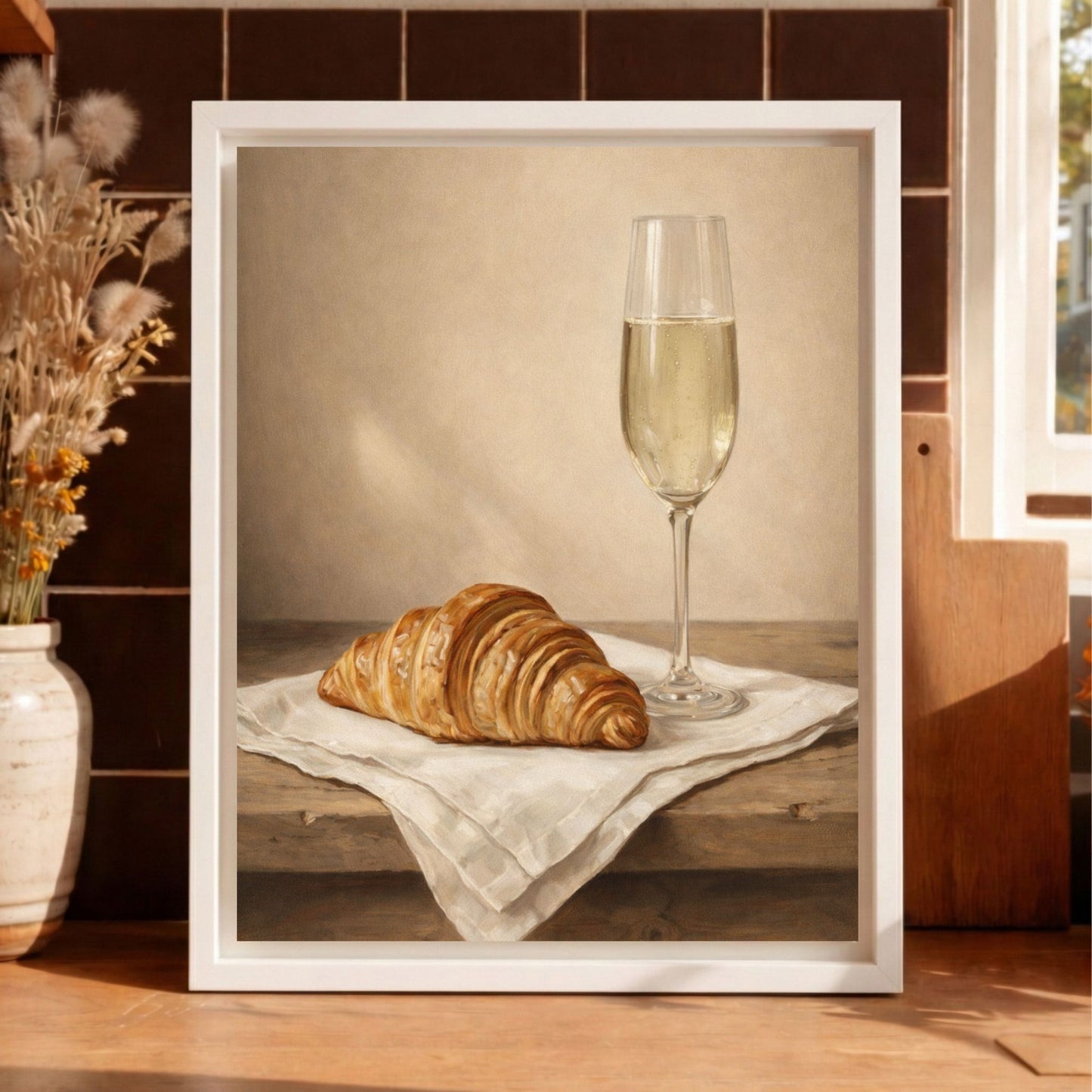 A Quiet Toast Framed Kitchen Canvas Wall Art