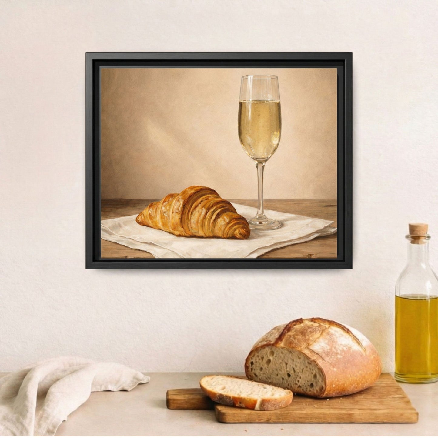 A Quiet Toast Framed Kitchen Canvas Wall Art