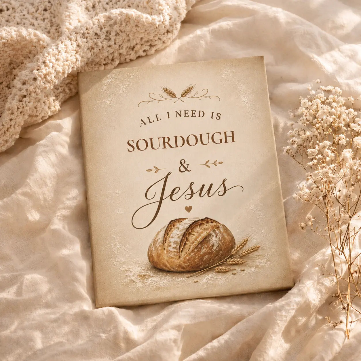 All I Need Is Sourdough & Jesus | Christian Kitchen Wall Art Canvas