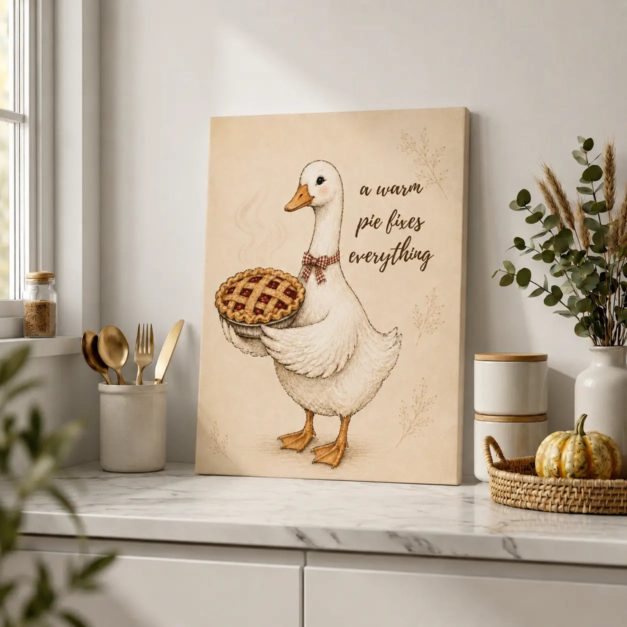 A Warm Pie Fixes Everything | Kitchen Wall Art Canvas