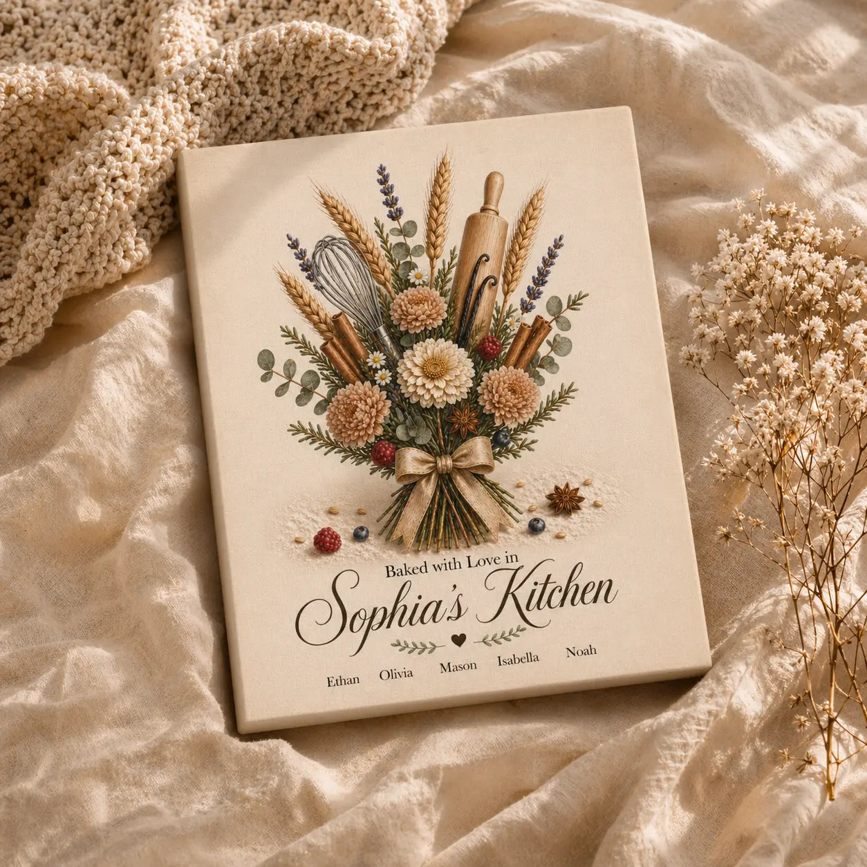 Baked with Love | Personalized Kitchen Wall Art Canvas