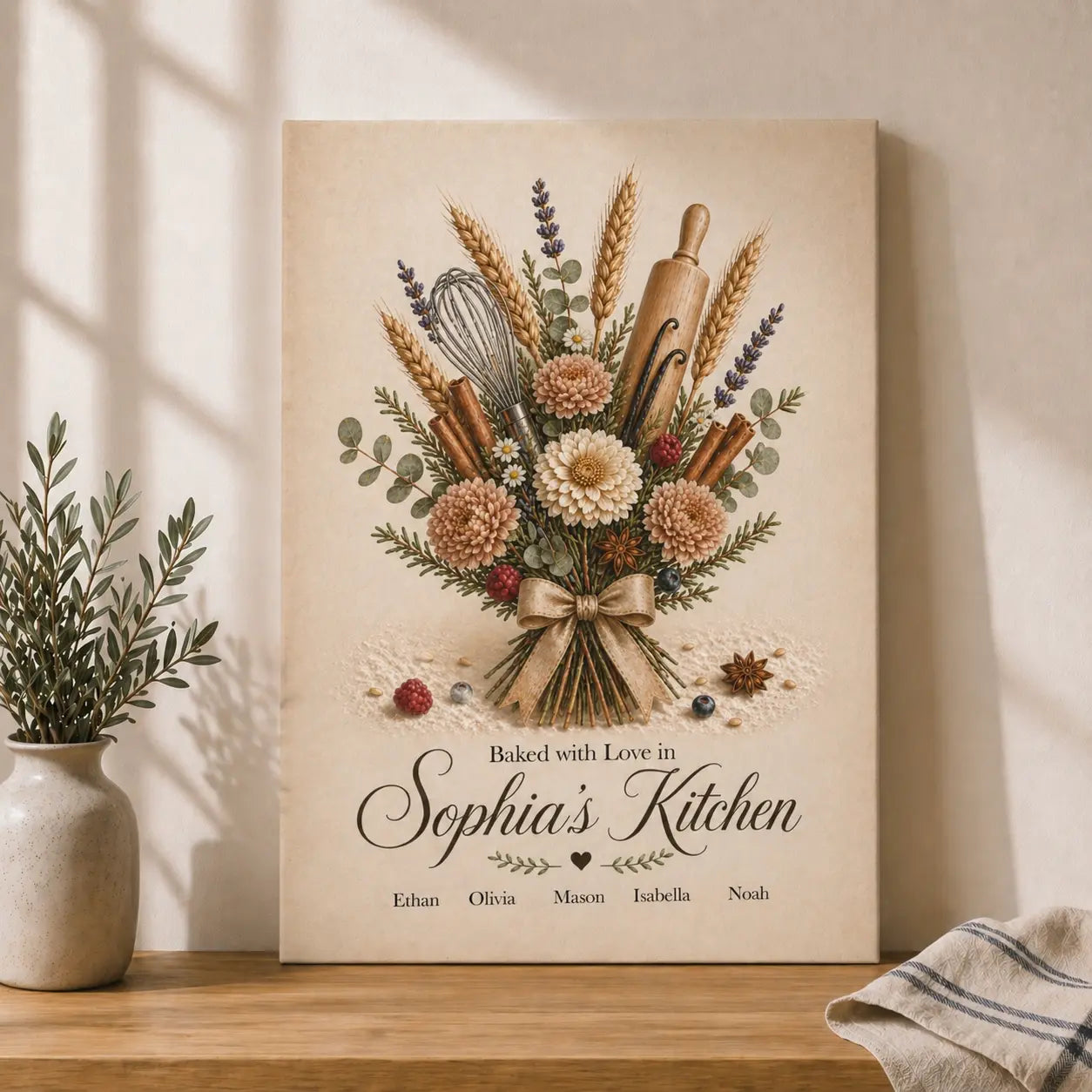 Baked with Love | Personalized Kitchen Wall Art Canvas