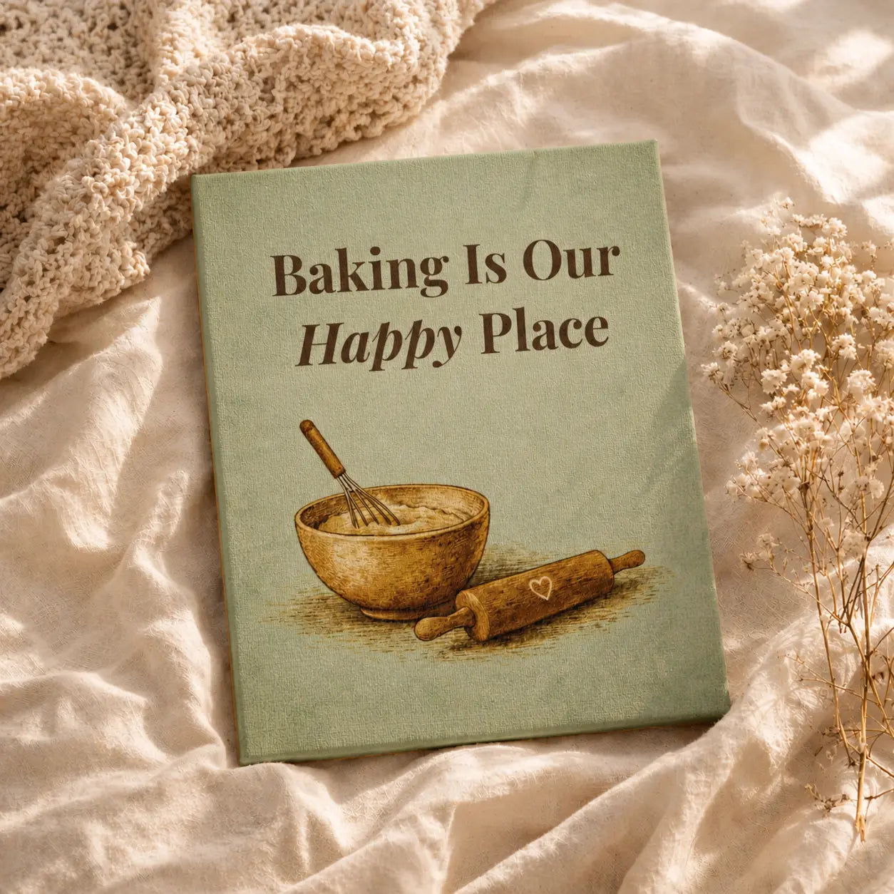 Baking Is Our Happy Place | Kitchen Wall Art Canvas