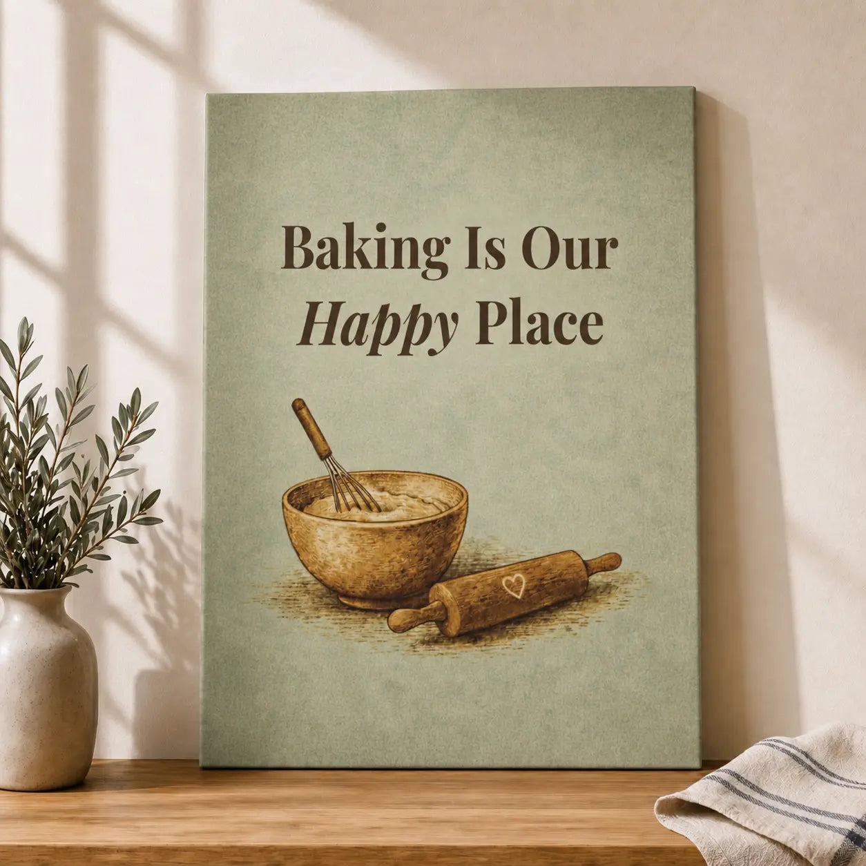 Baking Is Our Happy Place | Kitchen Wall Art Canvas