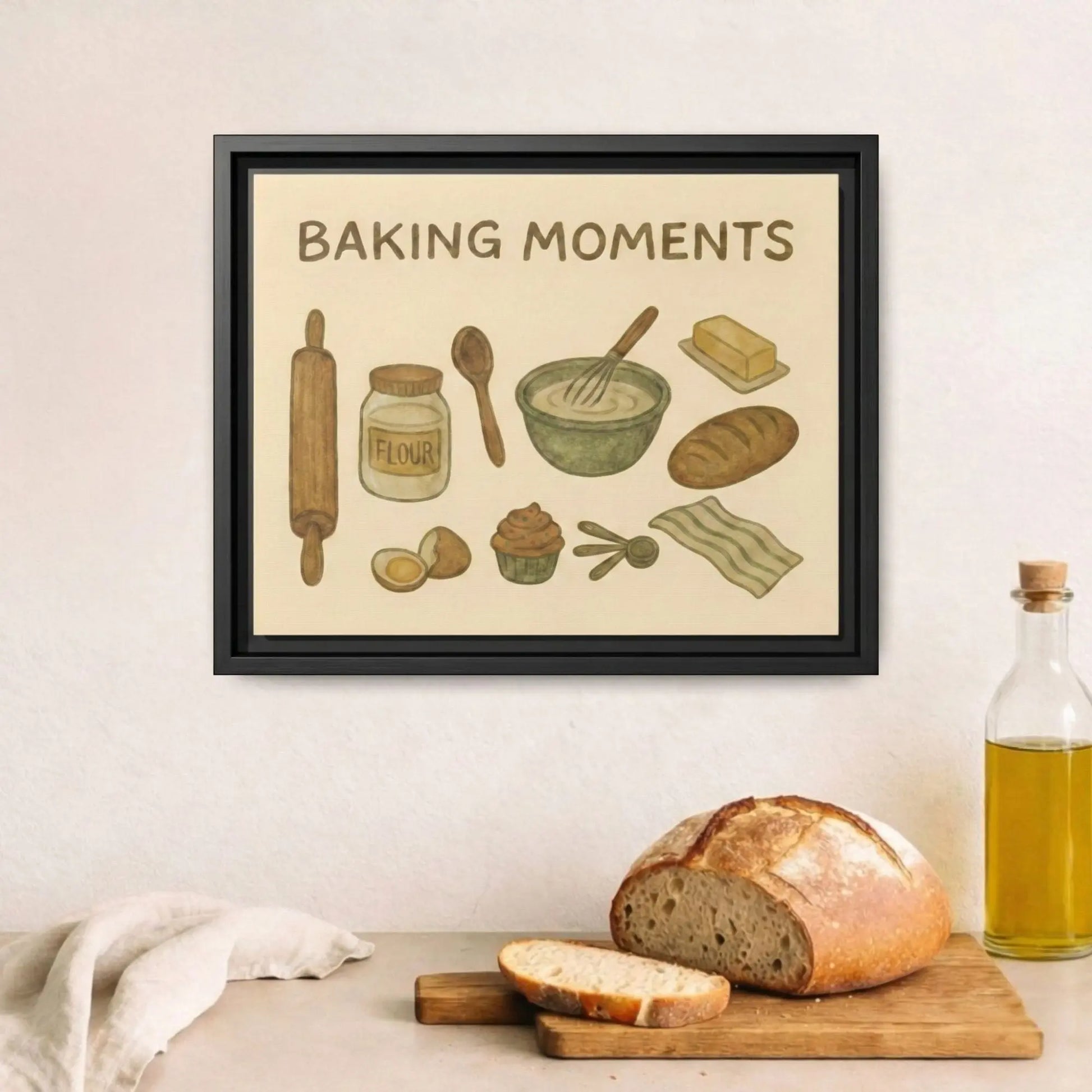 Baking Moments | Framed Kitchen Wall Art Canvas