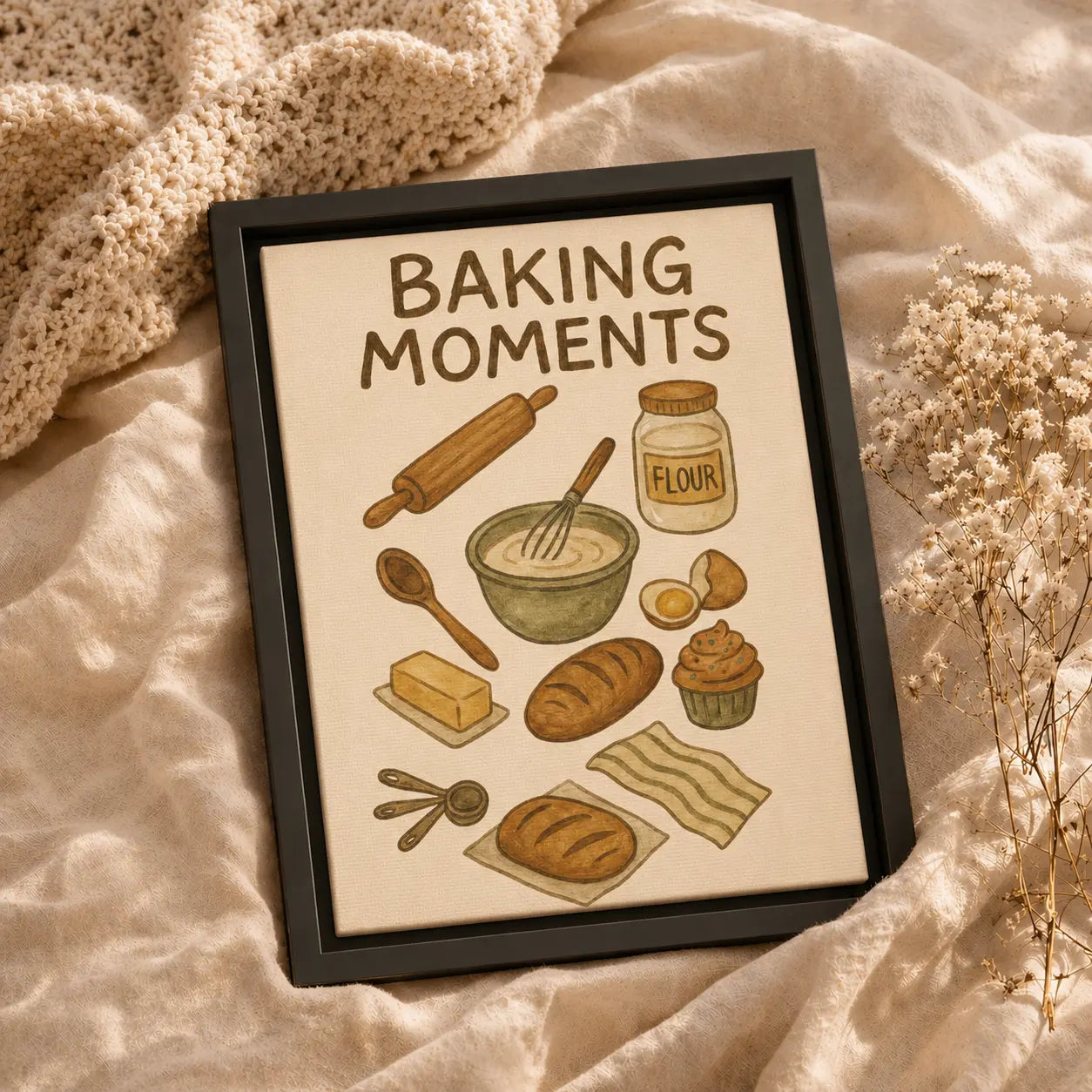 Baking Moments | Framed Kitchen Wall Art Canvas